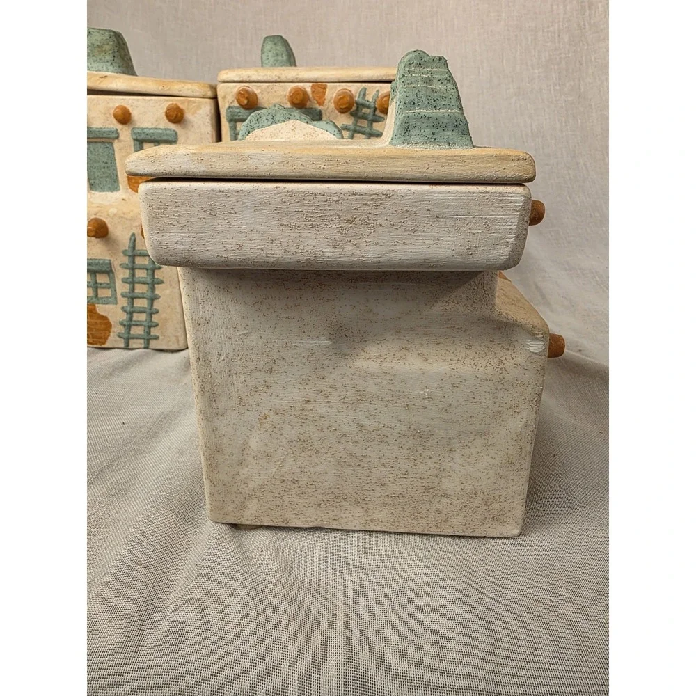 Vintage 4pc Southwest Pueblo‎ Adobe Kitchen Pottery Canisters